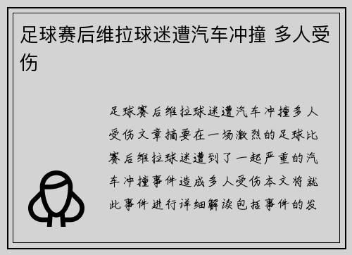 足球赛后维拉球迷遭汽车冲撞 多人受伤